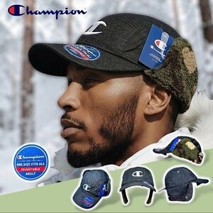 Champion Men’s Squall Ear Adjustable Sherpa Flap Black Camo Cap Hat Sz OS